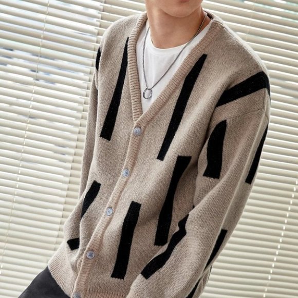 Khaki Mens Cardigan - Picture 5 of 5